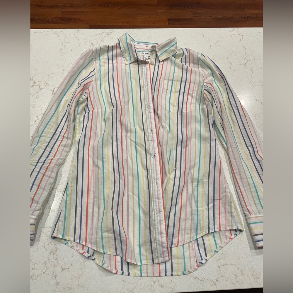 J Crew Multi Color Long Sleeve Button Up Shirt - VGUC size Small